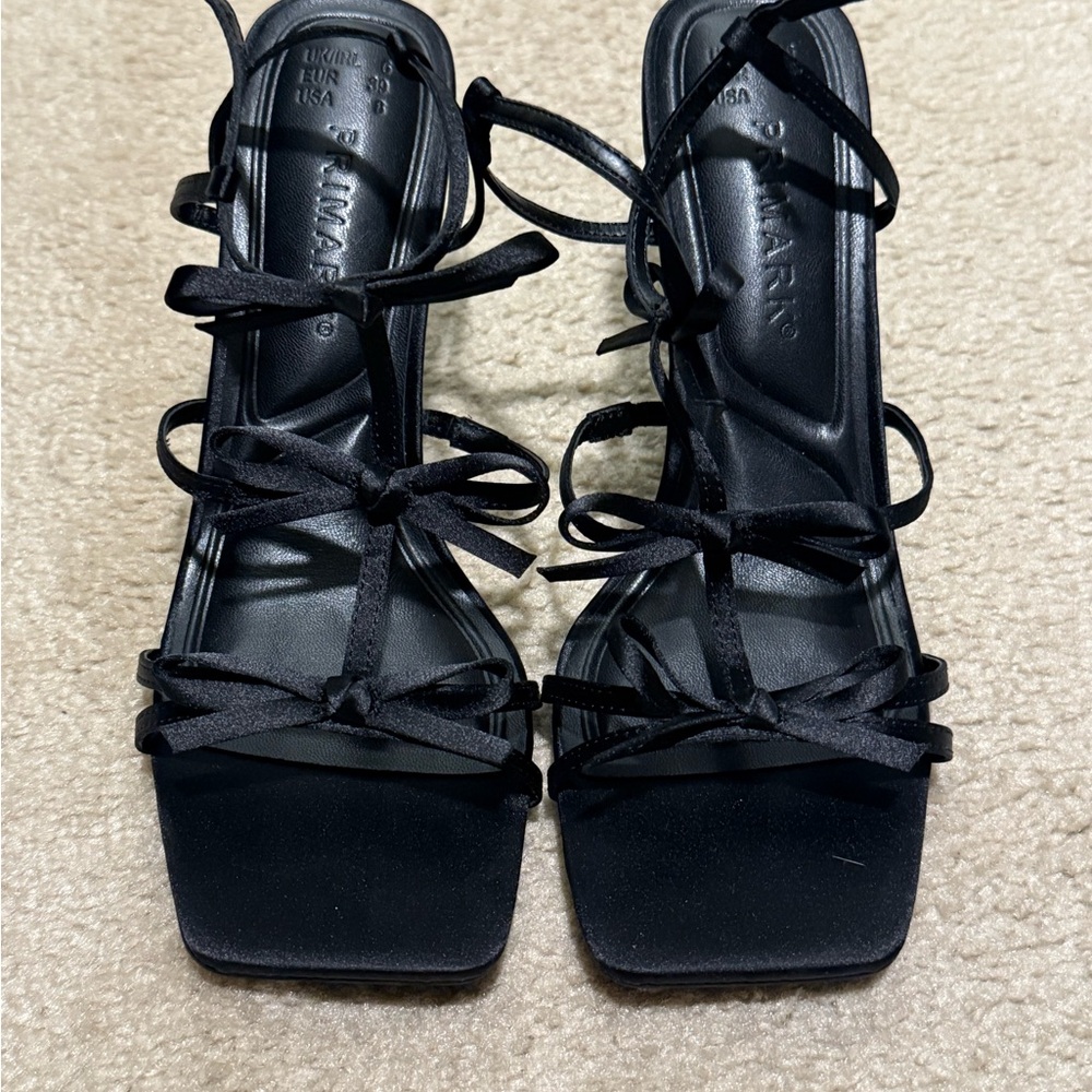 2 pairs of Primark bow strapped heels- 2 pairs-black and pink